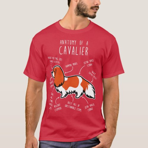 Blenheim Cavalier King Charles Spaniel Dog Anatomy T_Shirt