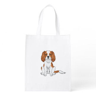 Blenheim Cavalier King Charles Spaniel Dog Sitting Grocery Bag