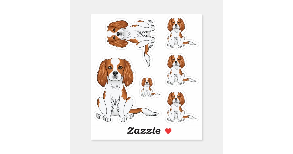 Blenheim Cavalier King Charles Spaniel Dog Sitting Sticker