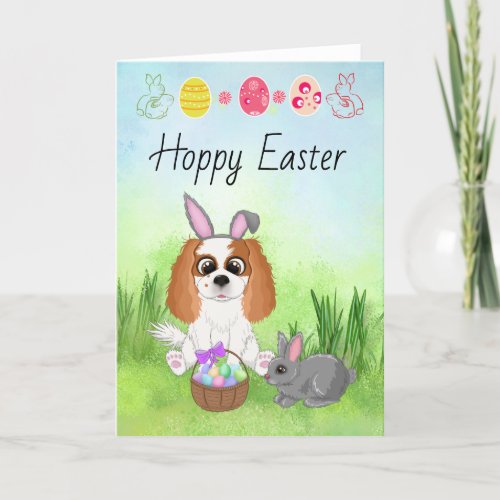 Blenheim Cavalier King Charles Spaniel Easter  Holiday Card