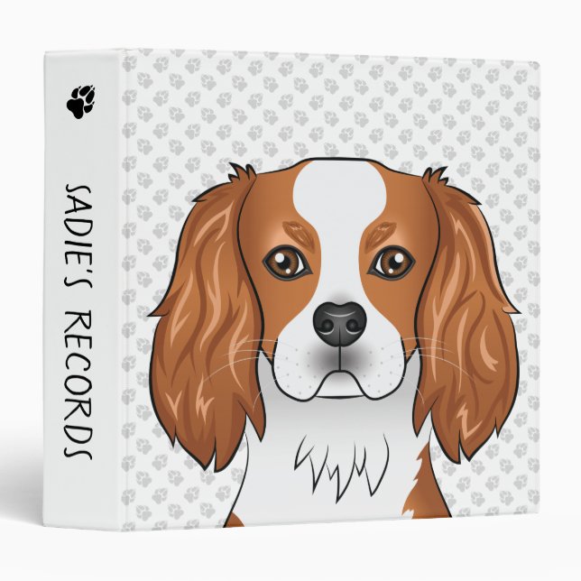 Blenheim Cavalier King Charles Spaniel Head 3 Ring Binder (Front/Spine)