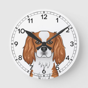 Blenheim Cavalier King Charles Spaniel Head Round Clock