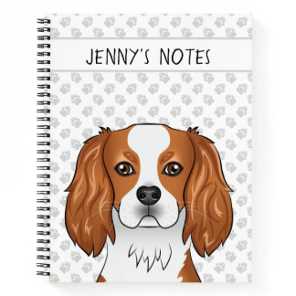 Blenheim Cavalier King Charles Spaniel Head &amp; Text Notebook