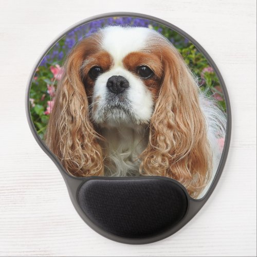 Blenheim Cavalier King Charles Spaniel in Flowers Gel Mouse Pad