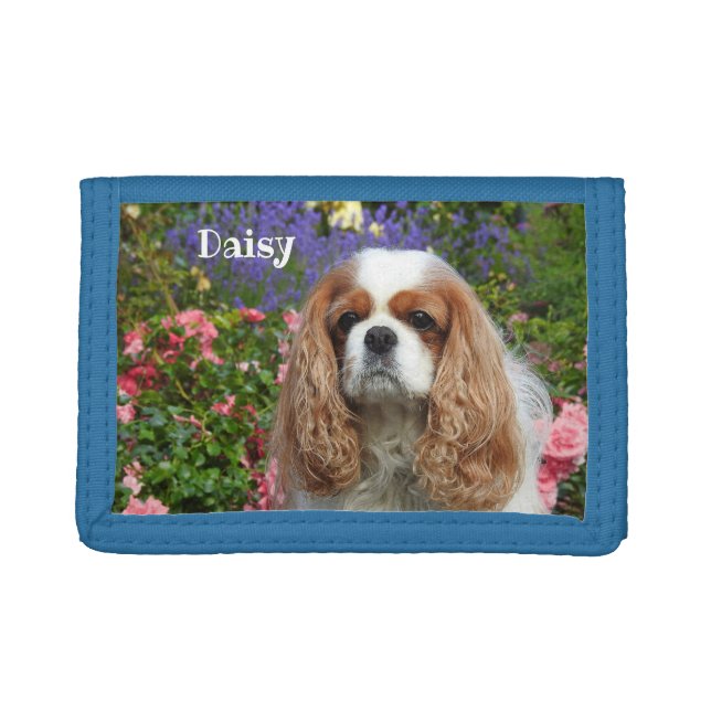 Blenheim Cavalier King Charles Spaniel in Flowers Trifold Wallet (Front)