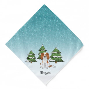 Blenheim Cavalier King Charles Spaniel In Winter Bandana