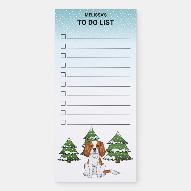 Blenheim Cavalier King Charles Spaniel In Winter Magnetic Notepad (Front)