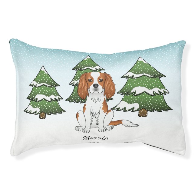 Blenheim Cavalier King Charles Spaniel In Winter Pet Bed (Front)