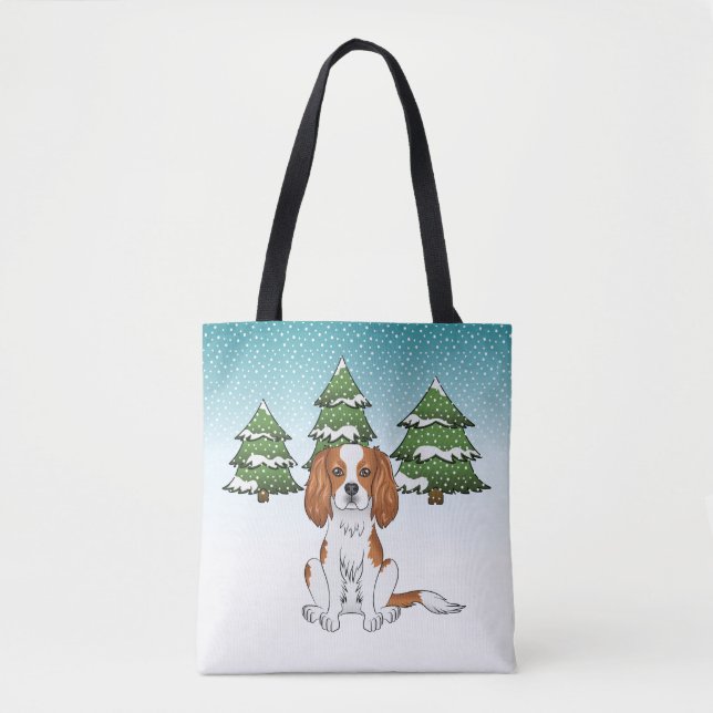 Blenheim Cavalier King Charles Spaniel In Winter Tote Bag (Front)