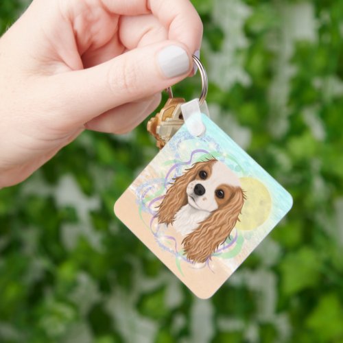 Blenheim Cavalier King Charles Spaniel Keychain