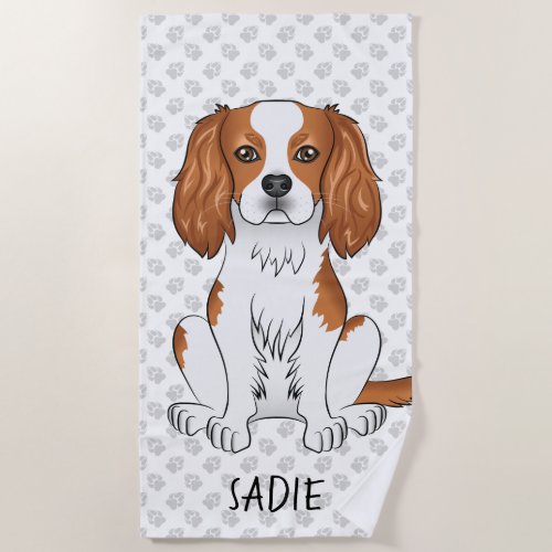 Blenheim Cavalier King Charles Spaniel  Name Beach Towel