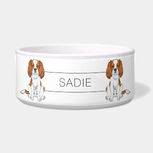 Blenheim Cavalier King Charles Spaniel & Name Bowl