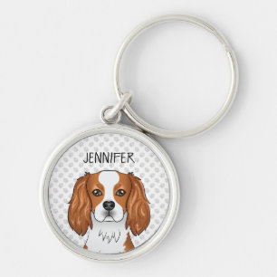 Blenheim Cavalier King Charles Spaniel & Name Keyc Keychain