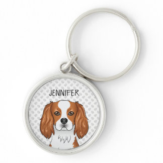 Blenheim Cavalier King Charles Spaniel &amp; Name Keyc Keychain