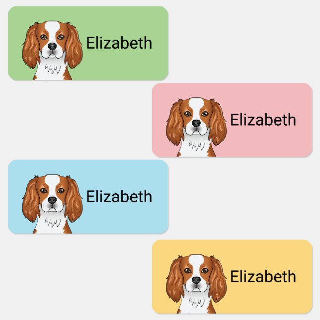 Blenheim Cavalier King Charles Spaniel & Name Kids' Labels (Group)