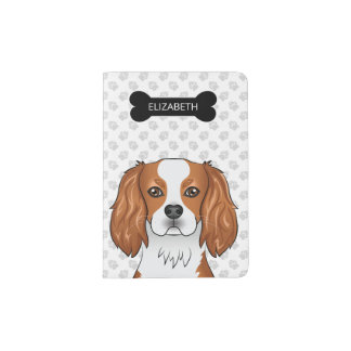 Blenheim Cavalier King Charles Spaniel &amp; Name Pass Passport Holder