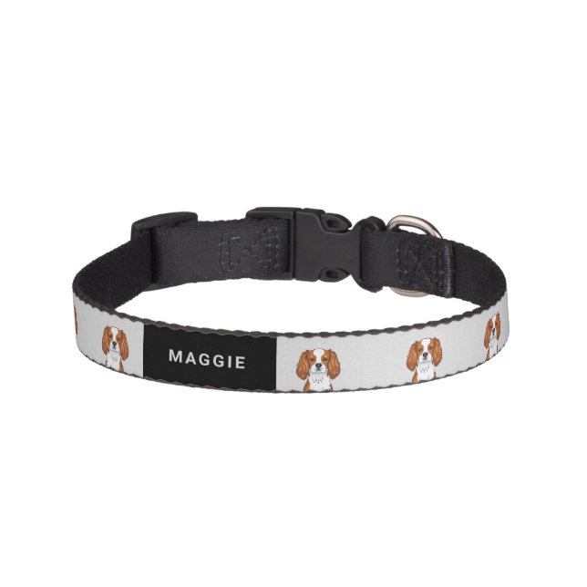 Blenheim Cavalier King Charles Spaniel & Name Pet Collar (Front)