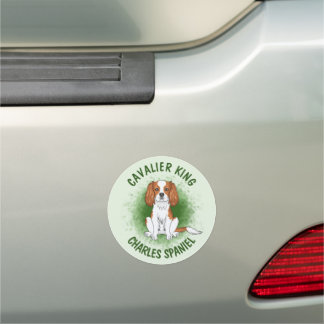 Blenheim Cavalier King Charles Spaniel On Green Ca Car Magnet