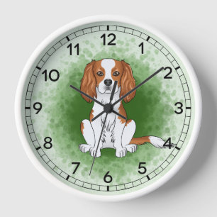 Blenheim Cavalier King Charles Spaniel On Green Clock