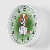 Blenheim Cavalier King Charles Spaniel On Green Clock (Angle)