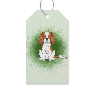 Blenheim Cavalier King Charles Spaniel On Green Gift Tags