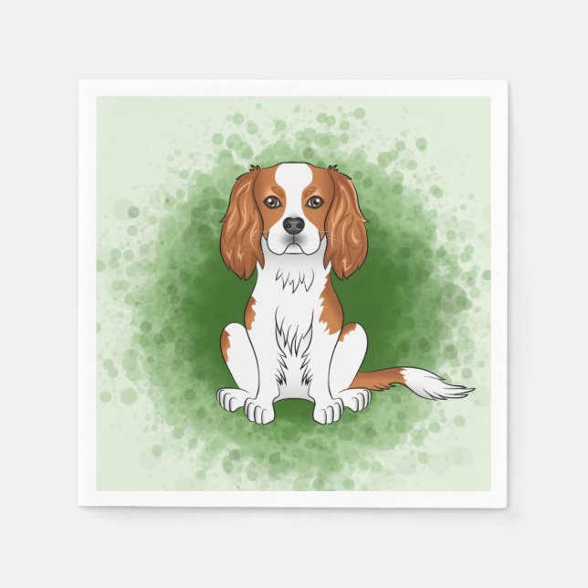 Blenheim Cavalier King Charles Spaniel On Green Napkins (Front)