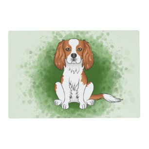 Blenheim Cavalier King Charles Spaniel On Green Placemat