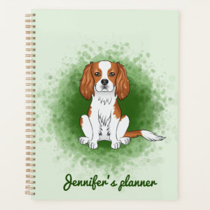 Blenheim Cavalier King Charles Spaniel On Green Planner
