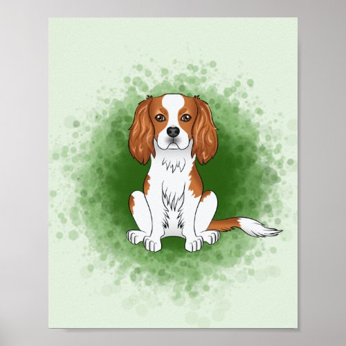 Blenheim Cavalier King Charles Spaniel On Green Poster