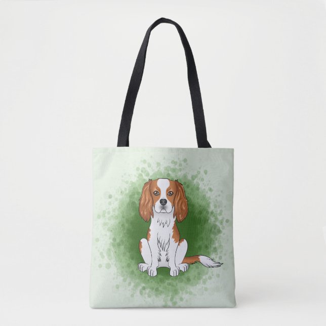 Blenheim Cavalier King Charles Spaniel On Green Tote Bag (Front)