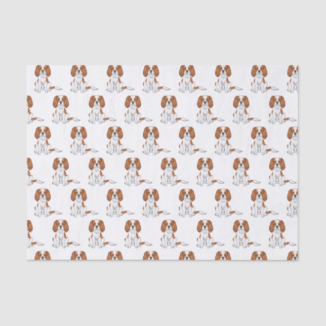 Blenheim Cavalier King Charles Spaniel Pattern Tissue Paper (Front)