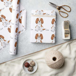 Blenheim Cavalier King Charles Spaniel Pattern Wrapping Paper