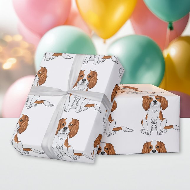 Blenheim Cavalier King Charles Spaniel Pattern Wrapping Paper (Creator Uploaded)
