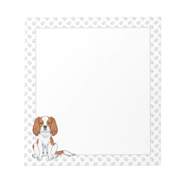 Blenheim Cavalier King Charles Spaniel & Paws Notepad (Front)