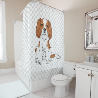 Blenheim Cavalier King Charles Spaniel &amp; Paws Shower Curtain