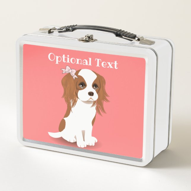 Blenheim Cavalier King Charles Spaniel Pink Metal Lunch Box (Front)