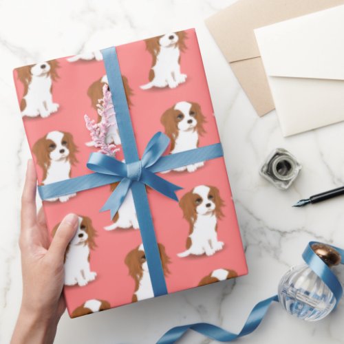 Blenheim Cavalier King Charles Spaniel Pink Wrapping Paper