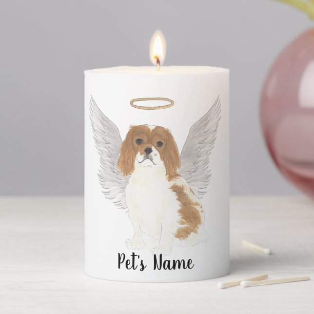 Blenheim Cavalier King Charles Spaniel Sympathy  Pillar Candle (In Situ)