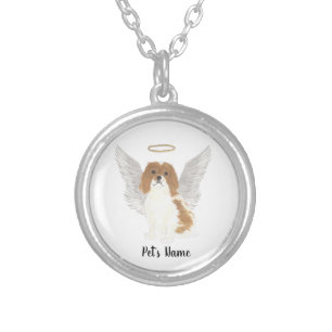 Blenheim Cavalier King Charles Spaniel Sympathy Silver Plated Necklace