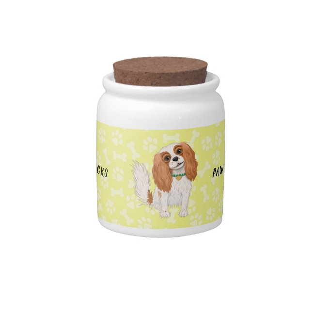 Blenheim Cavalier King Charles Spaniel Treat Jar (Front)