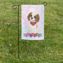 Blenheim Cavalier King Charles Spaniel Valentine Garden Flag