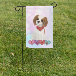 Blenheim Cavalier King Charles Spaniel Valentine Garden Flag