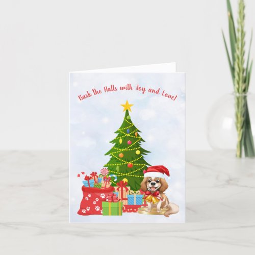 Blenheim Cavalier King Charles Spaniels Christmas Holiday Card