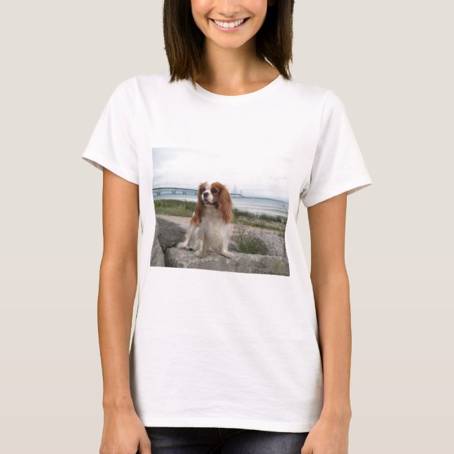 Blenheim Cavalier Mackinaw Bridge Michigan T-Shirt (Front)