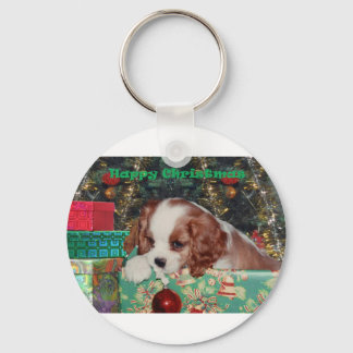 Blenheim Christmas Puppy Keychain