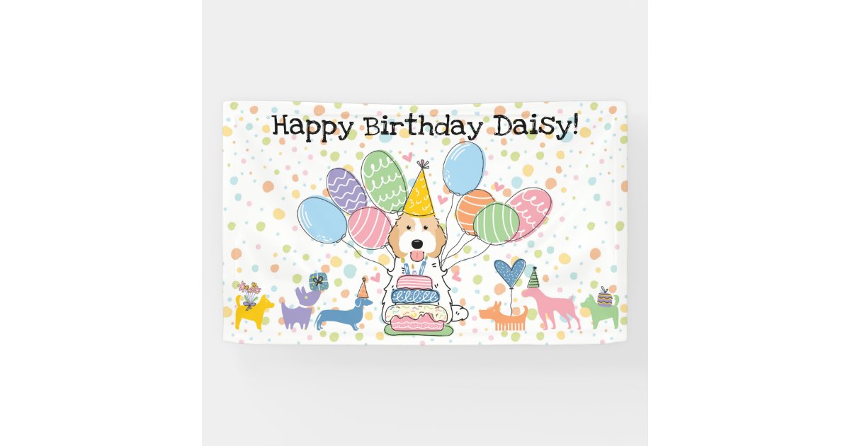 Blenheim Cockapoo Cavapoo Dog Birthday Party Banner | Zazzle