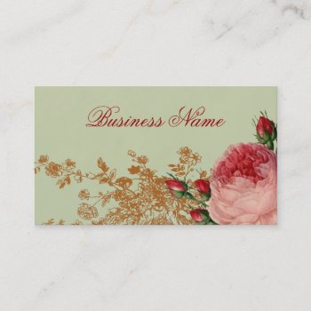 Blenheim Rose - Elegant Sage Green Business Card by WickedlyLovely at Zazzle