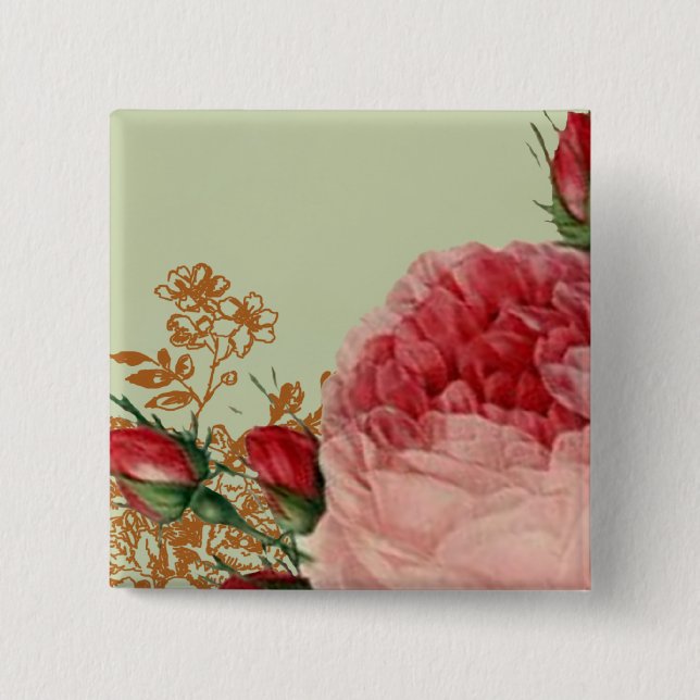 Blenheim Rose - Elegant Sage Green Pinback Button (Front)