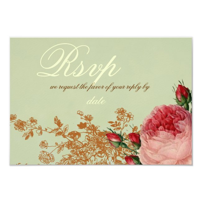 Blenheim Rose- Elegant Sage Green RSVP Invitation
