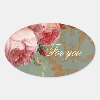 Blenheim Rose For You Oval Sticker by WickedlyLovely at Zazzle